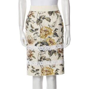 Dolce & Gabbana Floral Pencil Skirt with Lace Trim, Size IT40US4